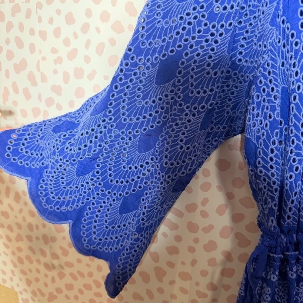 NEW Johnny Was Bluebelle Eyelet Embroidered Tiered Dress Blue 2X Boho NWT - Picture 10 of 12